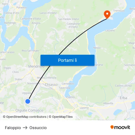 Faloppio to Ossuccio map