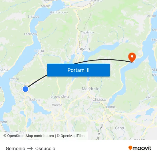 Gemonio to Ossuccio map