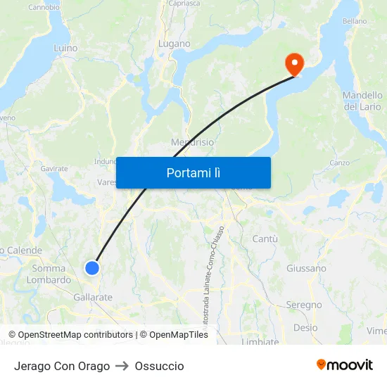 Jerago Con Orago to Ossuccio map