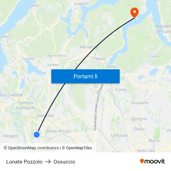 Lonate Pozzolo to Ossuccio map
