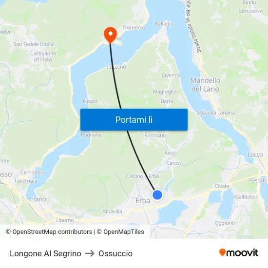 Longone Al Segrino to Ossuccio map