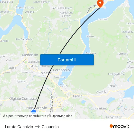 Lurate Caccivio to Ossuccio map