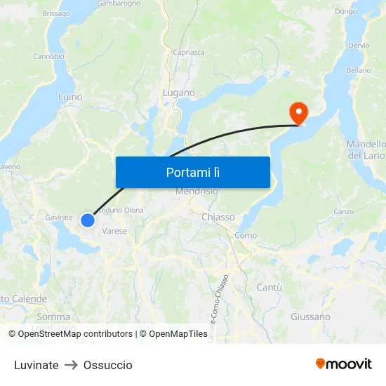 Luvinate to Ossuccio map