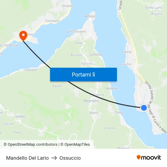 Mandello Del Lario to Ossuccio map