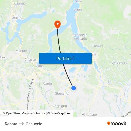 Renate to Ossuccio map