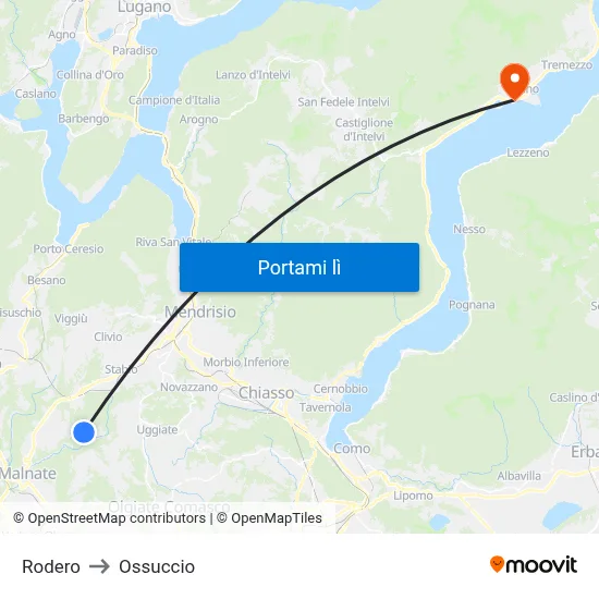 Rodero to Ossuccio map