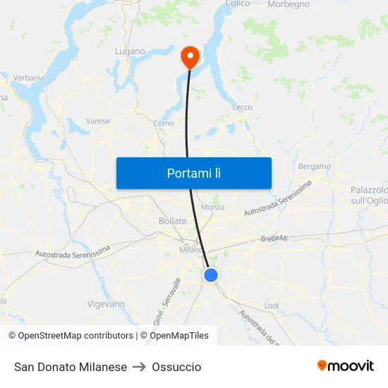 San Donato Milanese to Ossuccio map