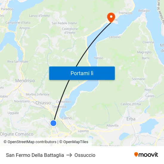 San Fermo Della Battaglia to Ossuccio map