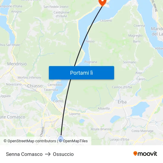 Senna Comasco to Ossuccio map