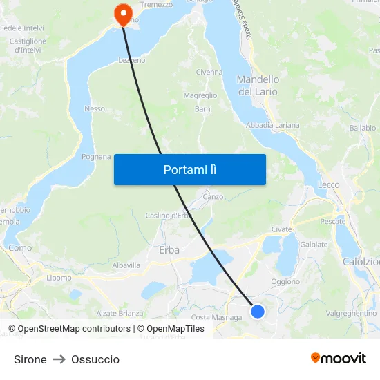 Sirone to Ossuccio map