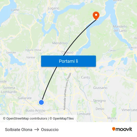Solbiate Olona to Ossuccio map