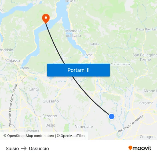 Suisio to Ossuccio map
