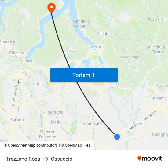 Trezzano Rosa to Ossuccio map