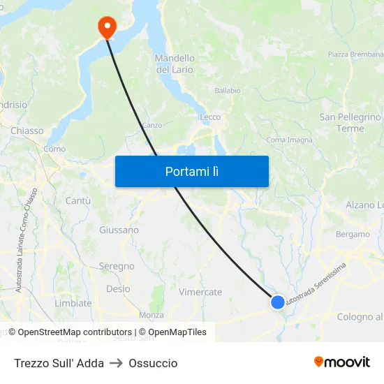 Trezzo Sull' Adda to Ossuccio map