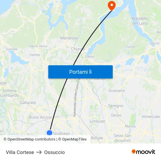 Villa Cortese to Ossuccio map