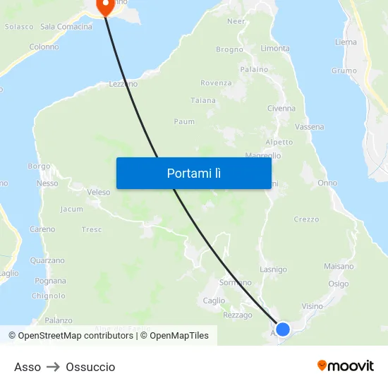 Asso to Ossuccio map