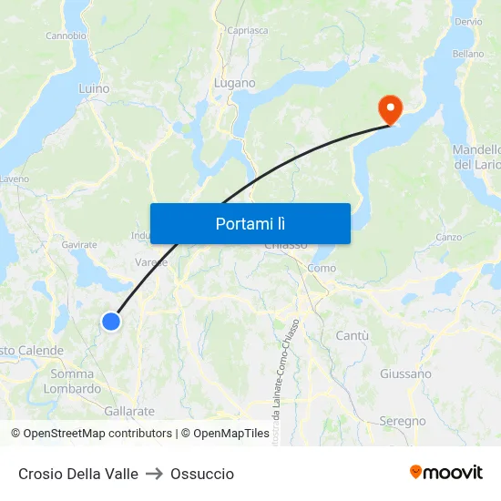 Crosio Della Valle to Ossuccio map