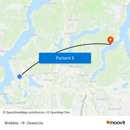 Brebbia to Ossuccio map