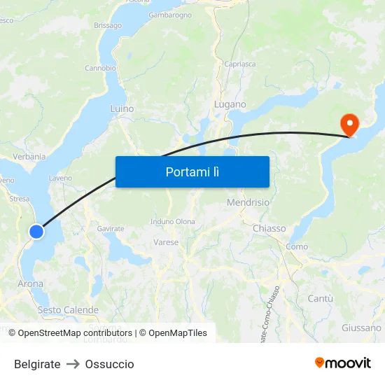 Belgirate to Ossuccio map
