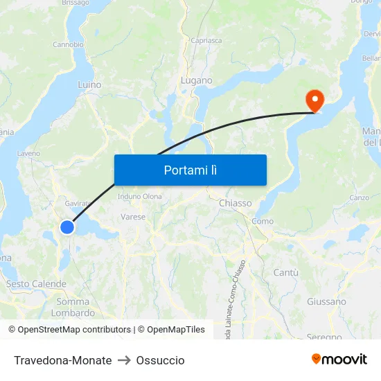 Travedona-Monate to Ossuccio map