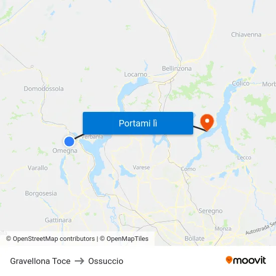 Gravellona Toce to Ossuccio map