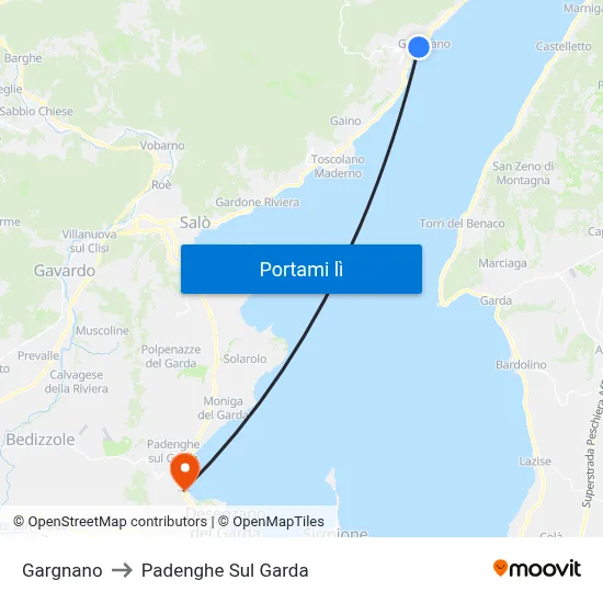 Gargnano to Padenghe Sul Garda map