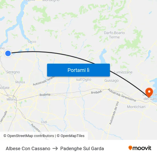 Albese Con Cassano to Padenghe Sul Garda map
