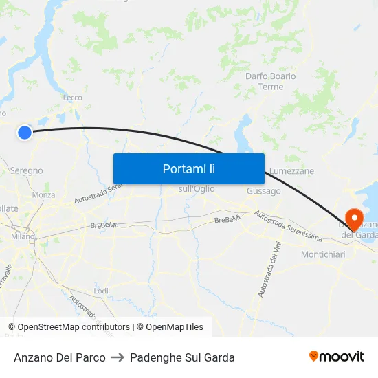 Anzano Del Parco to Padenghe Sul Garda map