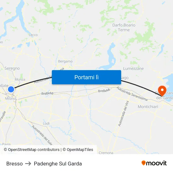 Bresso to Padenghe Sul Garda map