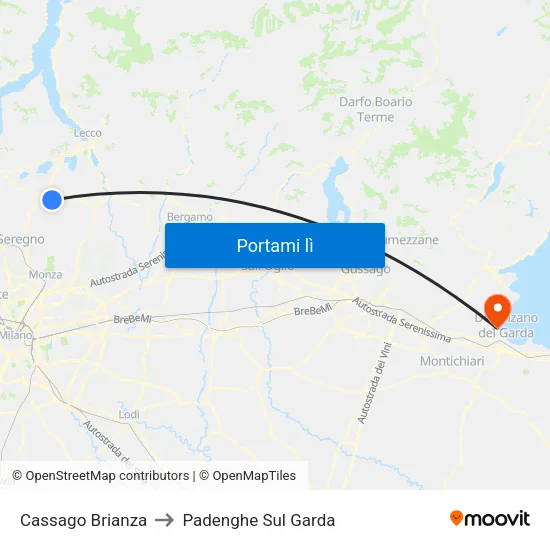 Cassago Brianza to Padenghe Sul Garda map