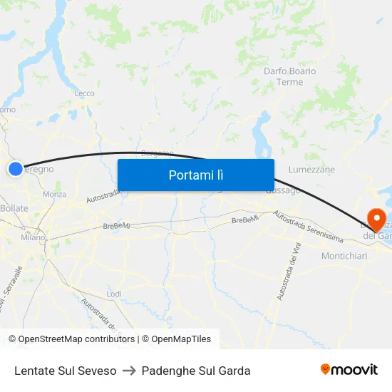 Lentate Sul Seveso to Padenghe Sul Garda map