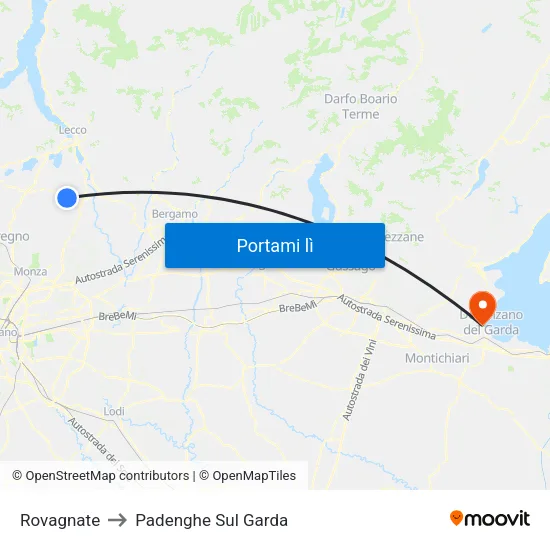 Rovagnate to Padenghe Sul Garda map