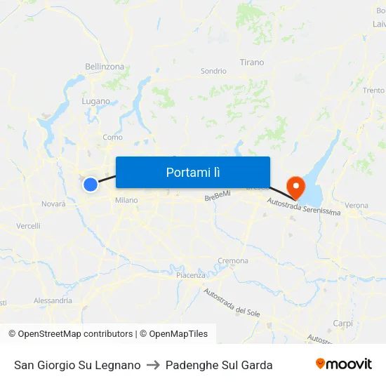 San Giorgio Su Legnano to Padenghe Sul Garda map