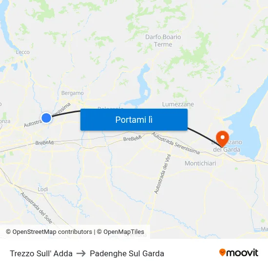 Trezzo Sull' Adda to Padenghe Sul Garda map