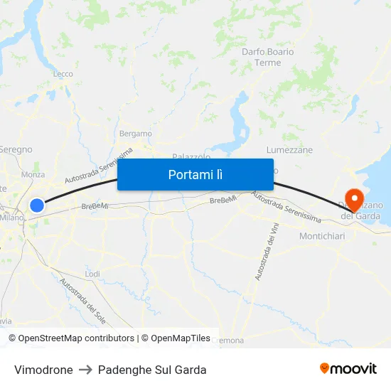 Vimodrone to Padenghe Sul Garda map