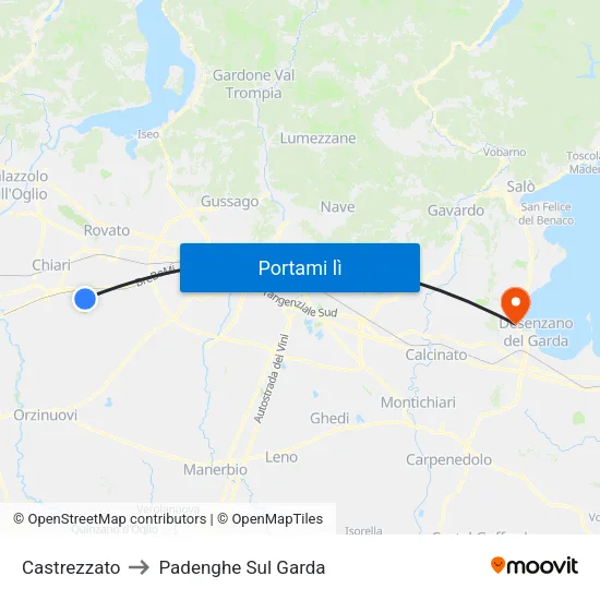 Castrezzato to Padenghe Sul Garda map