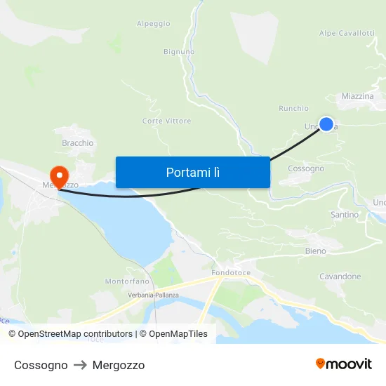 Cossogno to Mergozzo map