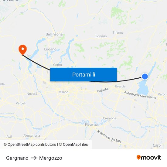 Gargnano to Mergozzo map