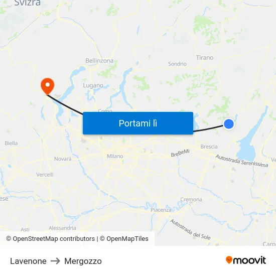 Lavenone to Mergozzo map