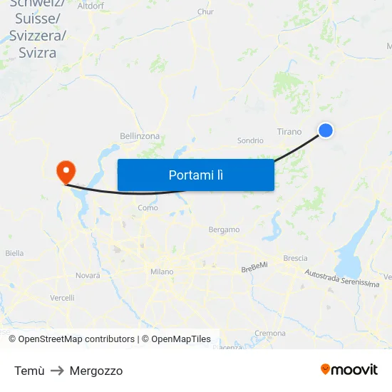 Temù to Mergozzo map