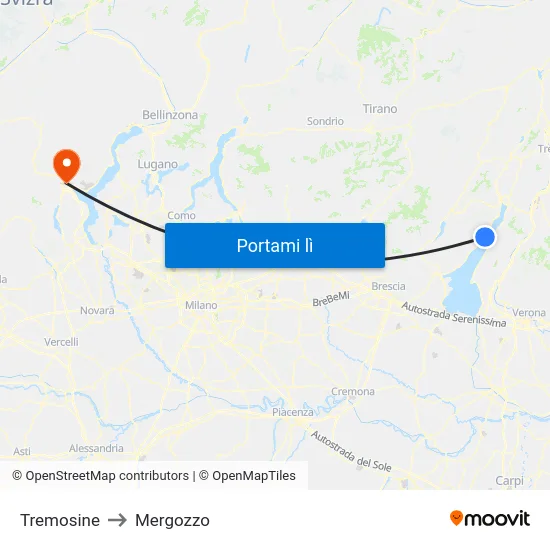 Tremosine to Mergozzo map