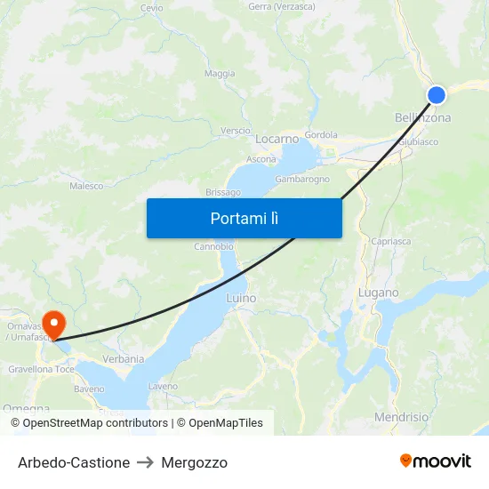 Arbedo-Castione to Mergozzo map