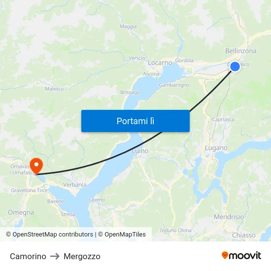Camorino to Mergozzo map