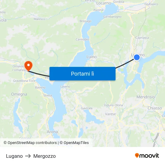 Lugano to Mergozzo map