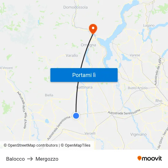 Balocco to Mergozzo map