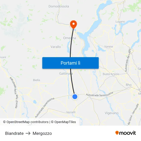 Biandrate to Mergozzo map