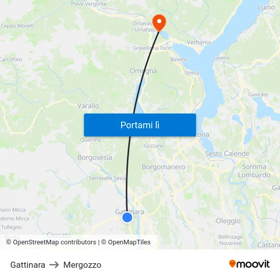 Gattinara to Mergozzo map