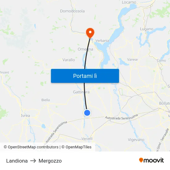 Landiona to Mergozzo map