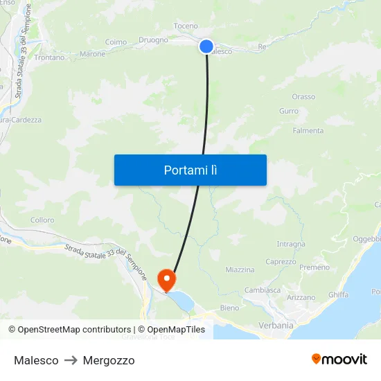 Malesco to Mergozzo map