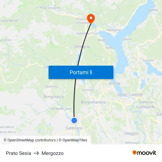 Prato Sesia to Mergozzo map